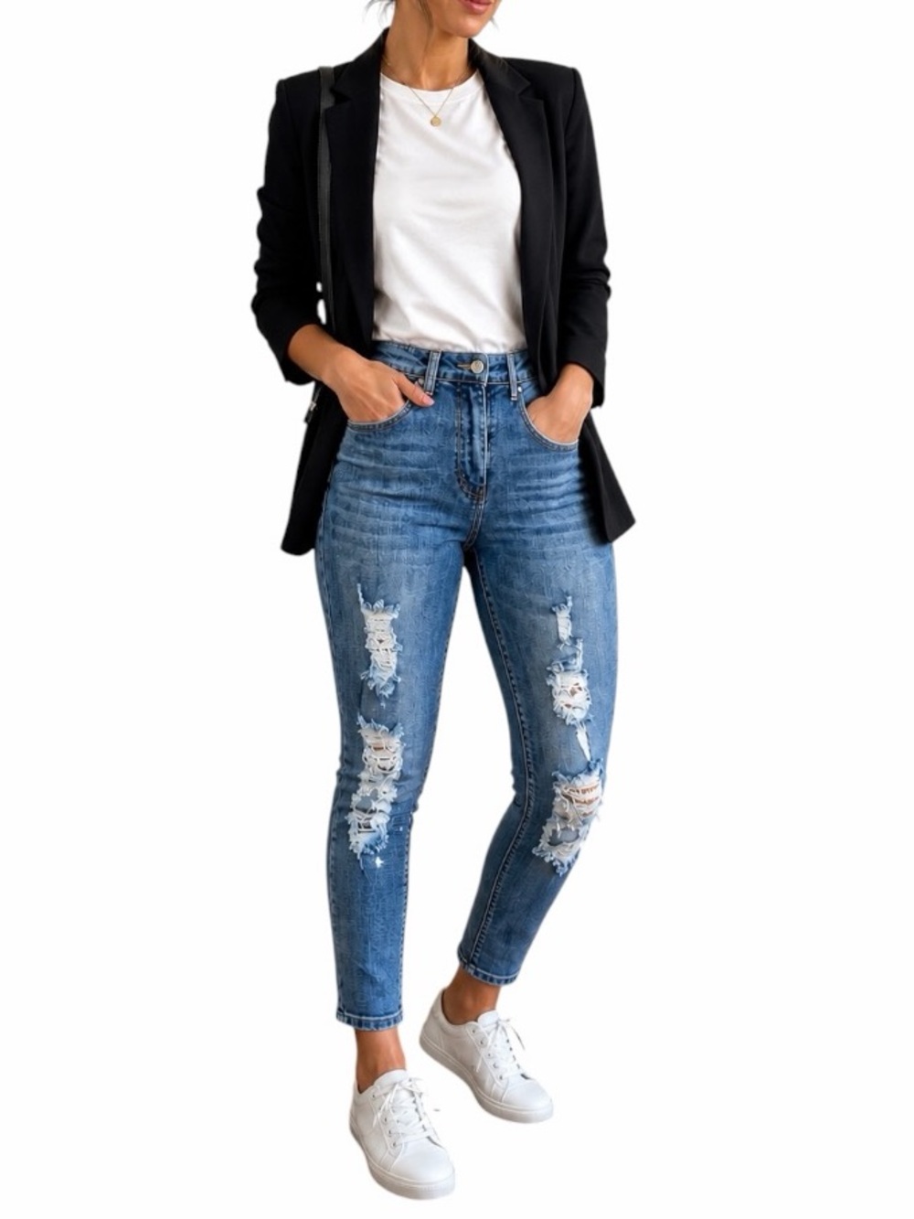 Dogma 5 Distressed Cropped Skinny Jeans Y2K Casual